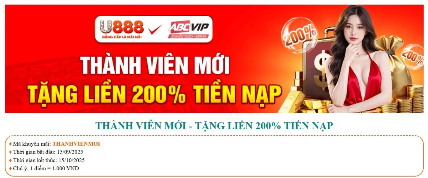 Khuyến mãi chào mừng lên đến 200% giá trị nạp đầu