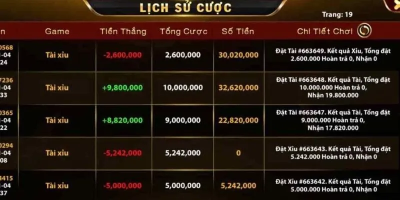 Tích hợp tính năng lịch sử cược hữu ích cho người chơi